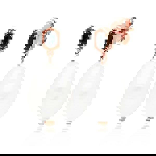 270E030501925 Modern Baroque Pearl & Sapphire Drop Earrings in Rose Gold Plated Silver 1