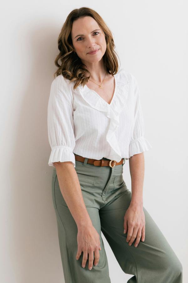 Lily & Me May Embroidered Cotton Frill Blouse White