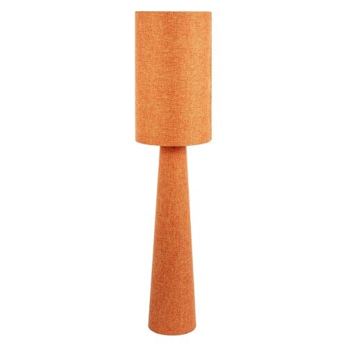 Happy Homewares Modern Dusty Orange Linen Fabric Floor Lamp with Drum Shade and Base