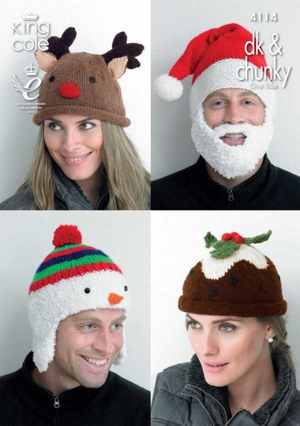 King Cole Big Value Knitting Pattern 4114, Headwear for Men, Women, One Size - Advanced