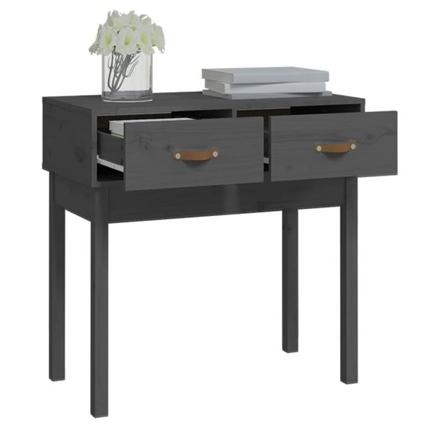 Berkfield Console Table Grey 76.5x40x75 cm Solid Wood Pine