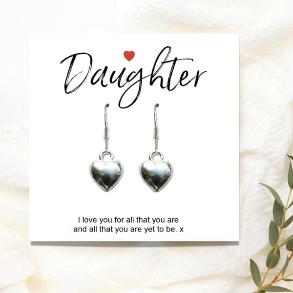 Aye Do Gifts Daughter Heart Earrings with Gift Card - Perfect Gift for Any Occasion