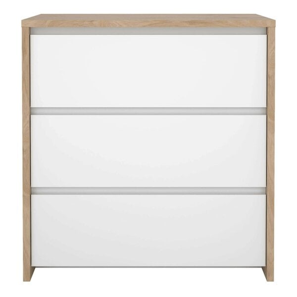 Wyld Haus Salzburg White and Natural Oak Effect Wood Chest 3 Drawers
