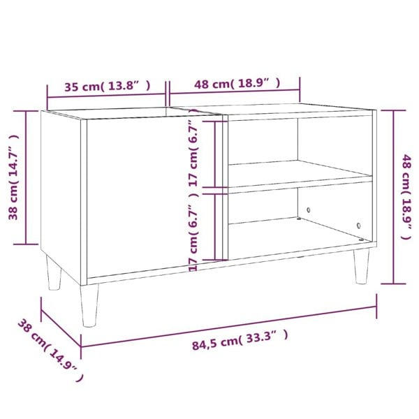 Berkfield Record Cabinet Black 84.5x38x48 cm Engineered Wood