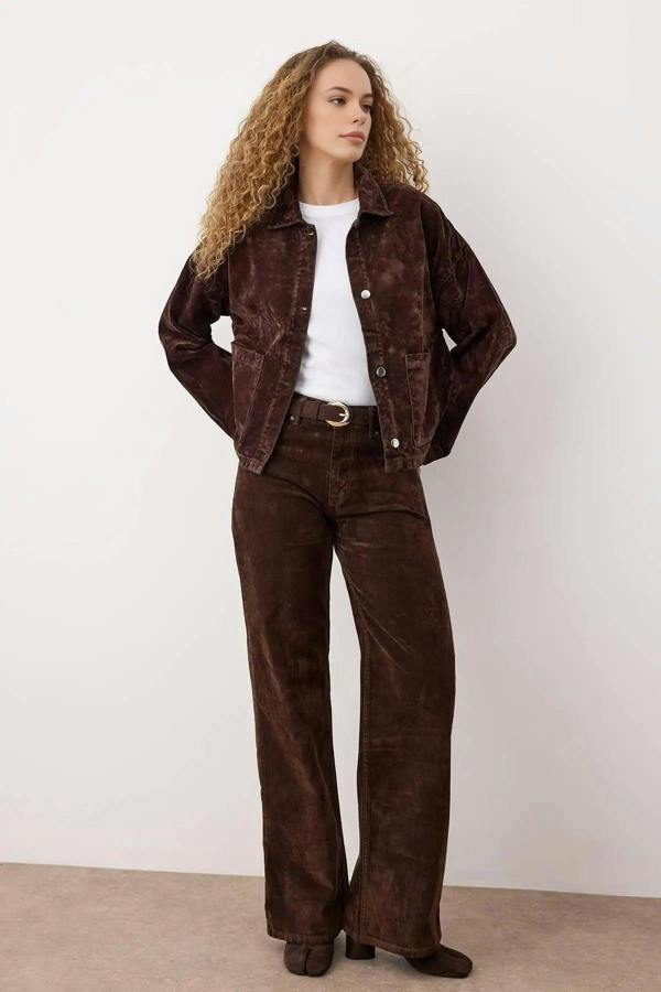 WOVCOR Suede-Look Denim Jacket