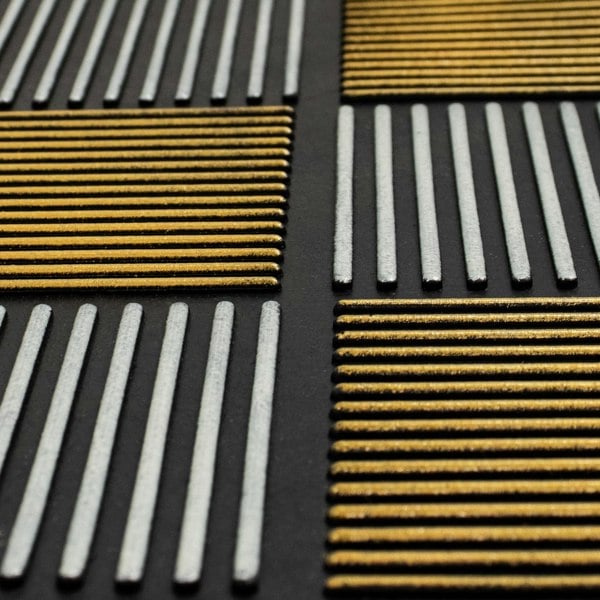JVL Platina Scraper Rubber Doormat, 40x70cm, Silver/Gold