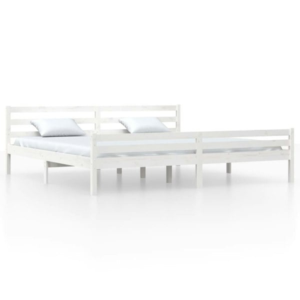 Berkfield Bed Frame White Solid Wood 200x200 cm