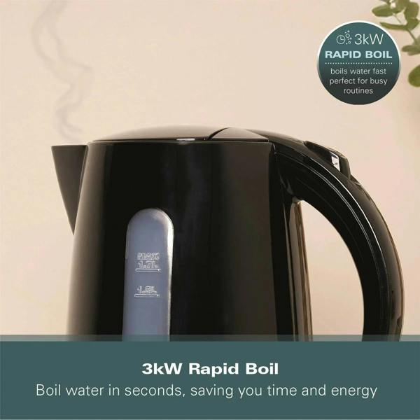 Hamilton Beach Essentials 1.7L Rapid Boil Kettle - Black - Hamilton Beach UK