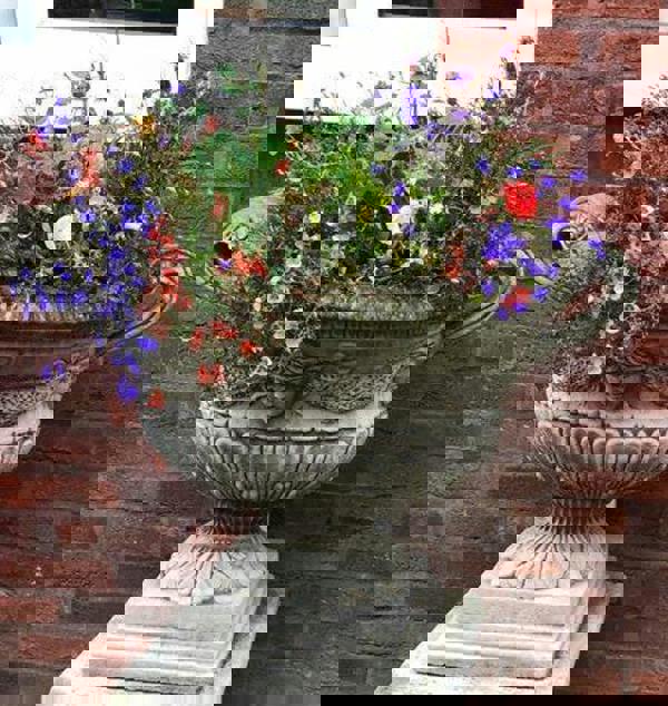 Extra Large Oval Antique Garden Urn and Plinth