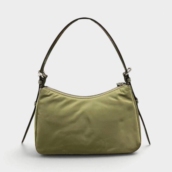 Tory Burch Nylon Zip Top Shoulder Bag Green Khaki