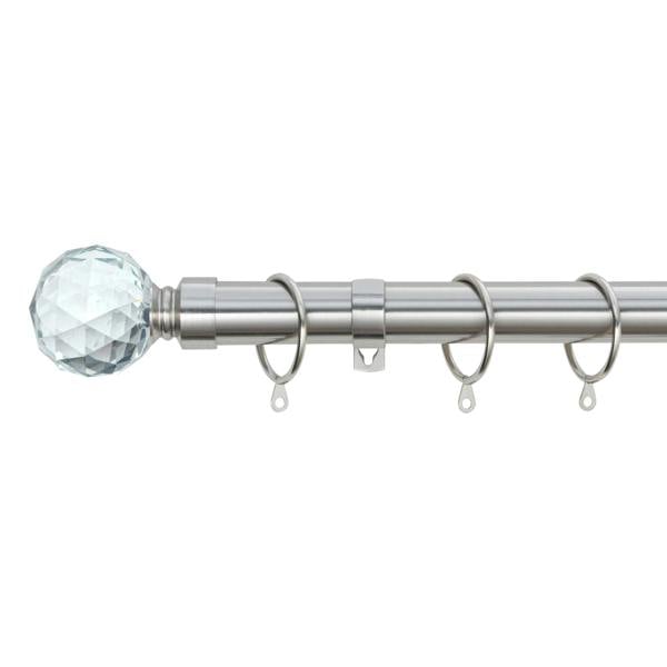 A.Unique Home Gem Crystal Ball Metal Extendable Curtain Pole with Rings and Fittings, In a Variety of Colours and Sizes (25/28mm)