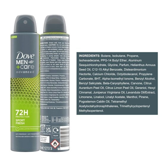 Dove Men+Care Dove Anti-Perspirant Men+Care Advanced Sport Fresh 72H Protection Deo, 18x200ml