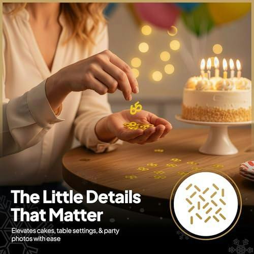 65th Birthday Gold Foil Metallic Confetti Table Decoration Pack for Party Displays and Celebrations image 6