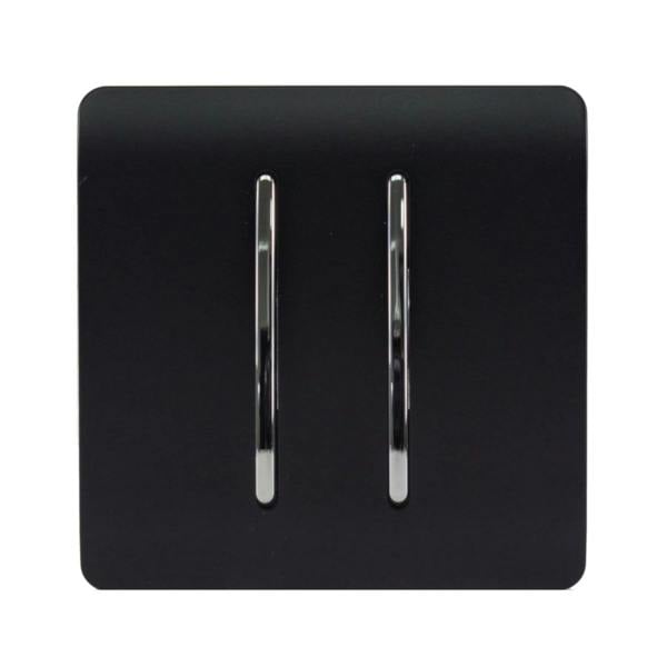 Trendi Switch 2 Gang Retractive Home Automation Switch in Matt Black