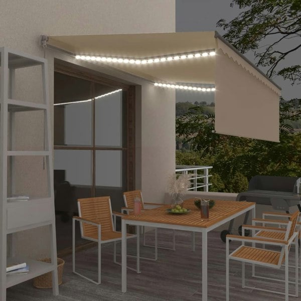 Berkfield Manual Retractable Awning with Blind&LED 4x3m Cream