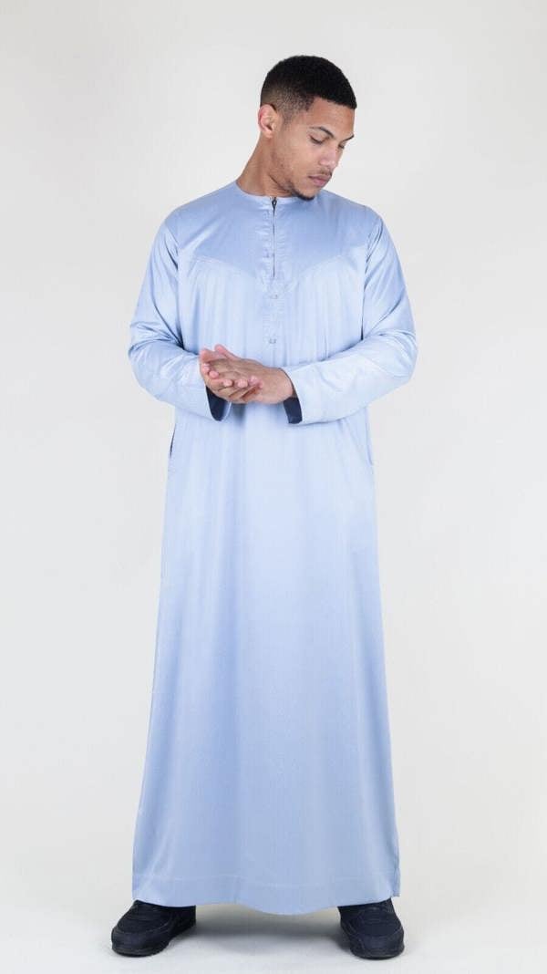 Infinity Leather Men's Thobe Robe Satin Emirati Islamic Jubba Eid Regular Fit
