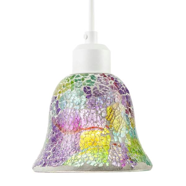 Multi-Colour Iridescent Crackle Mosaic Bell Pendant Lighting Shade Image 4