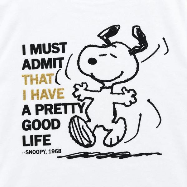 Onomato! Women's Snoopy Short Sleeve T-Shirt 100% Cotton Size L White