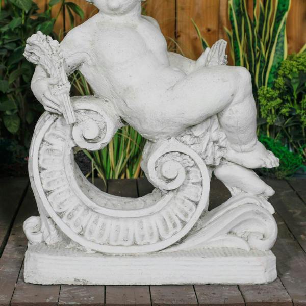 Very Large Pair of Cherub Statues with Fancy Columns 