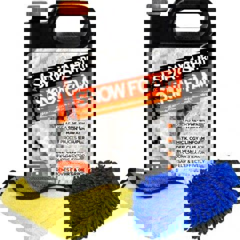 ProKleen SUPAWASH-PRO Orange Snow Foam Car Shampoo 5L with 1 x Microfibre Cloth & 1 Microfibre Wash Mitt