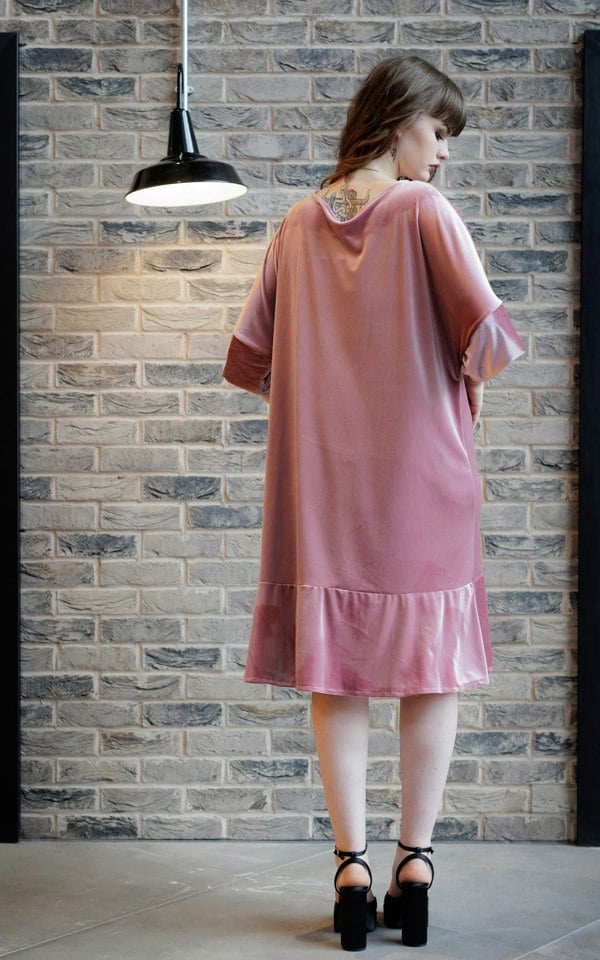 Frock Tales Dana Dress - Dusky Pink Velour With Belt