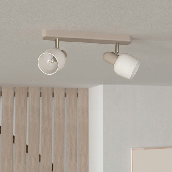 EGLO Corato Sandy Steel/Glass Adjustable 2-Light Spotlight