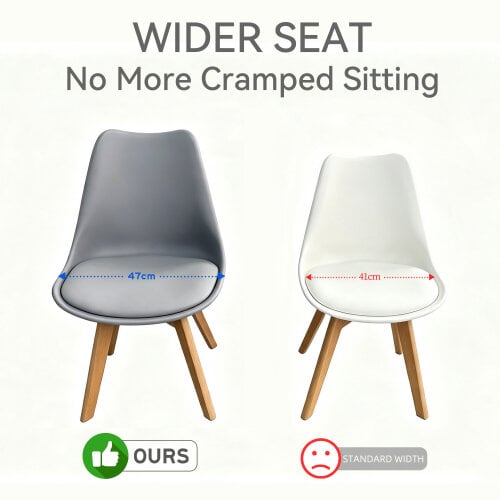 Set of 6 Dining Chairs with Solid Wooden Legs and Seat Cushion Pads Eva
