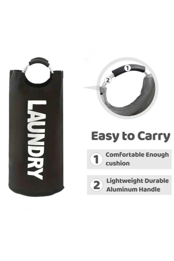 Dyzi Black Foldable Laundry Hamper Collapsible Clothes Basket