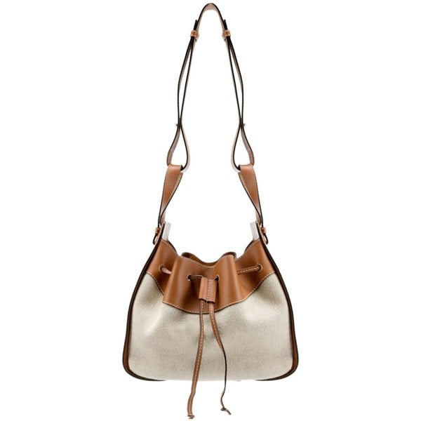 Loewe canvas and tan leather drawstring hammock bag