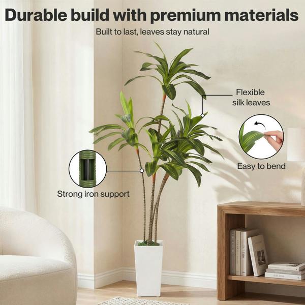 Levede Artificial Dracaena Tree 182cm Realistic Fake Plant with Pot Home Decor