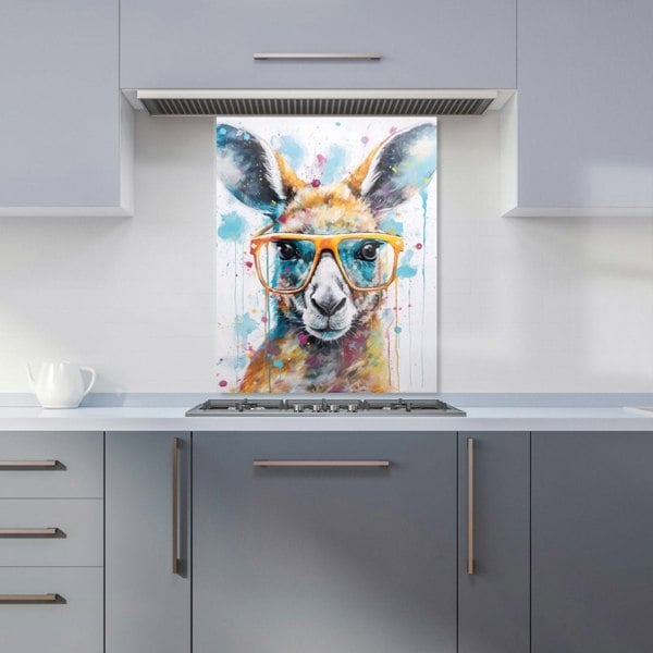 Warren Reed - Designer Splashart Kangaroo In Glasses Kitchen Splashback