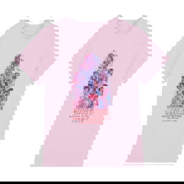 Stranger Things Childrens/Kids Glow Group T-Shirt - Pink - 