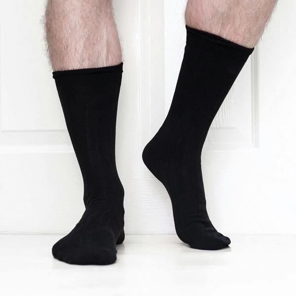Jemsox 4 Pack - Premium Fine Ribbed Men’s Wedding & Formal Socks – Midnight Black
