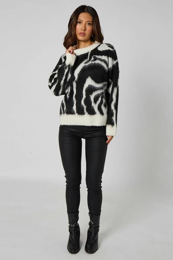 Urban Bliss Zebra Print Oversized Jumper