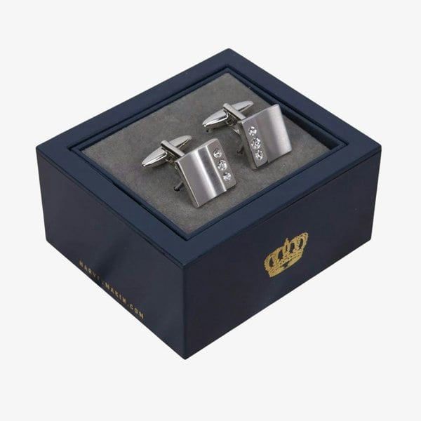 T. H. Baker Harvey Makin Rhodium Plated Diamante Cufflinks HM183
