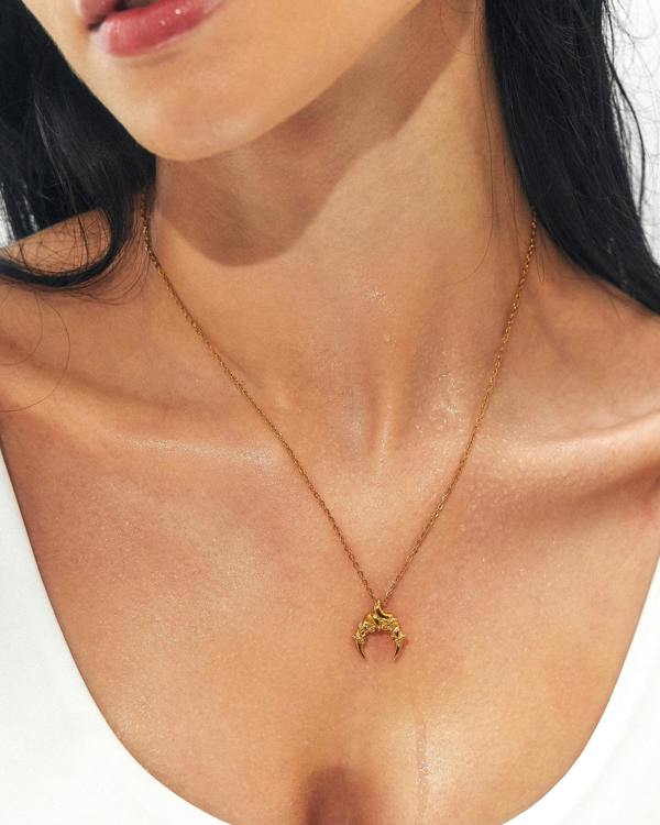 Elk & Bloom Roped Moment Twisted Horn 14K Gold Pendant Necklace