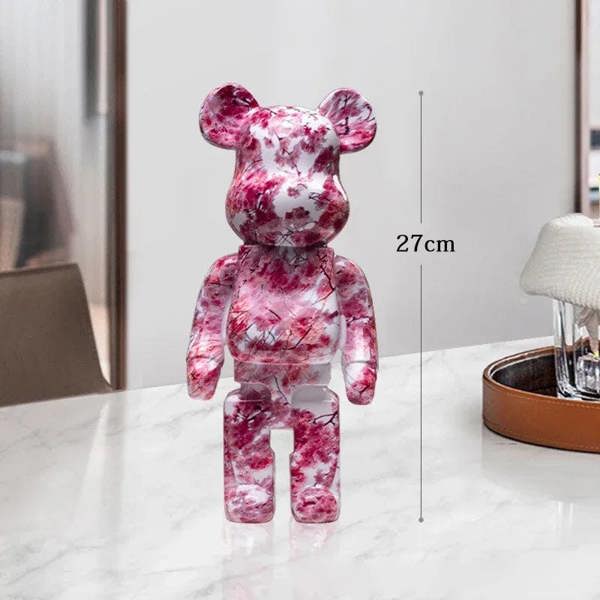 Graffiti Bear Resin Statue Decor | Modern Colourful Bear Ornament 27cm