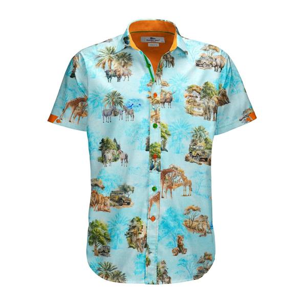 SAFARI ANIMAL PRINT SHORT SLEEVE SHIRT - Claudio Lugli Shirts