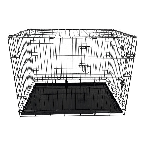 HugglePets Black Dog Cage with Metal Tray