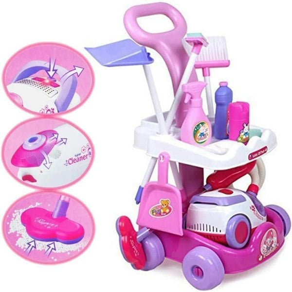 deAO Toys Housekeeping Cleaning Trolley Playset