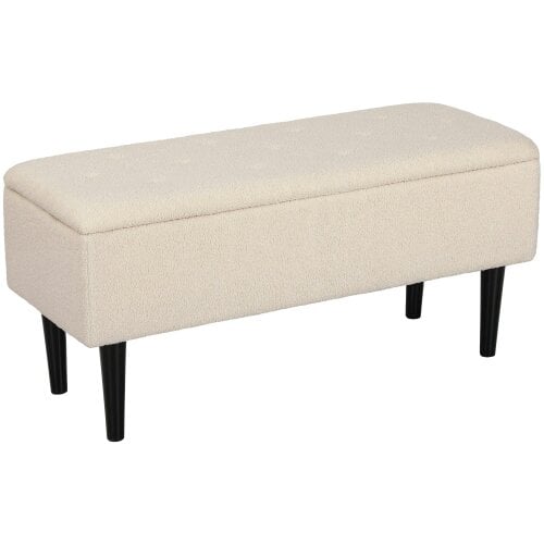 Wyld Haus Nevano Boucle Cream Storage Ottoman Teddy Fleece