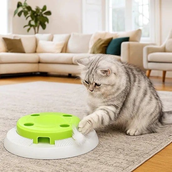 Dragodirect 8-Hole Interactive Cat Whack-a-Mole Toy Hunting Game with Feather & Mouse