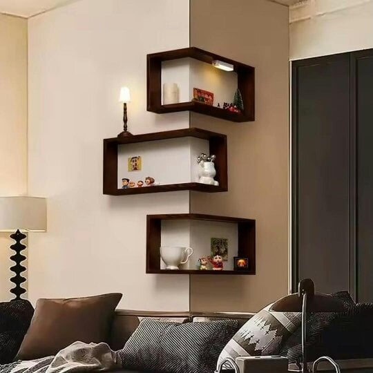 Havendro 3PCS/Set Wood Corner Shelves Book Shelves Storage Wood Display Bookcase School