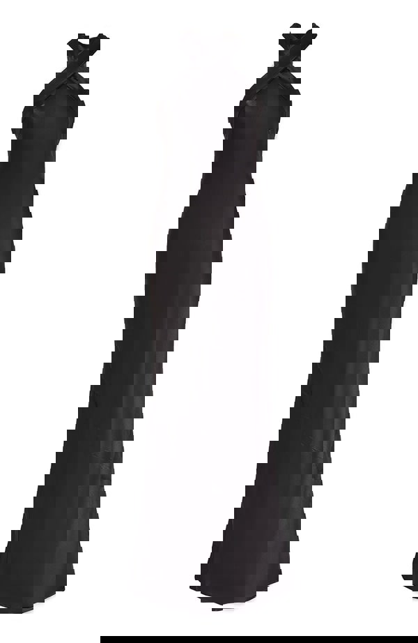 Black satin halterneck dress for bridesmaids and occasion wear.