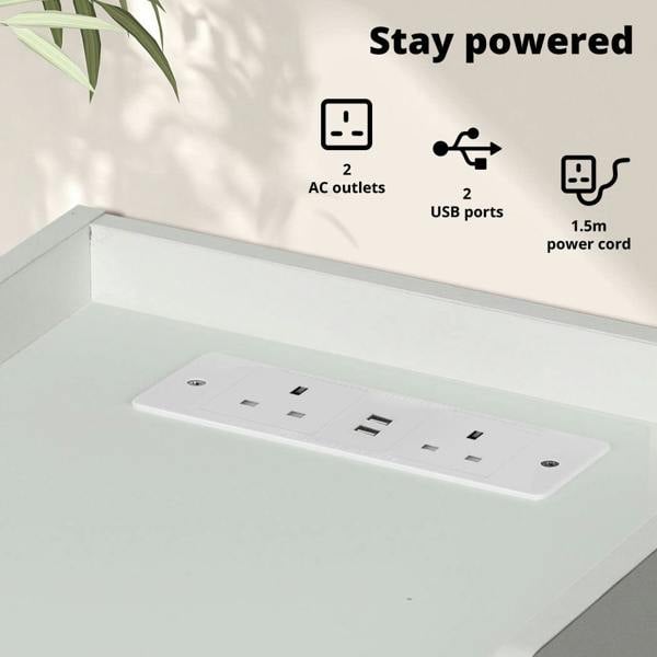 Levede Bedside Table Nightstand USB Charger Outlet RGB LED 3 Drawers Storage