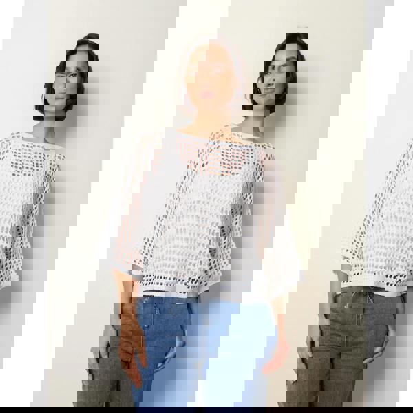 Blue Vanilla Round Neck Net Top