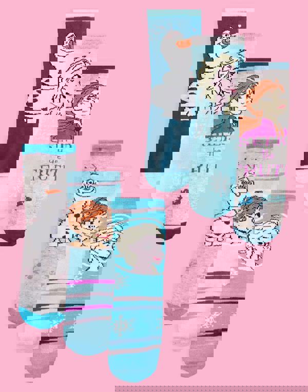 Disney Unisex Kids Blue Anna, Elsa, Olaf Calf Socks Set of 3