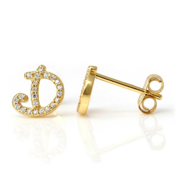 Say It With Luxe CZ Initial Earrings - Yellow Gold Plated