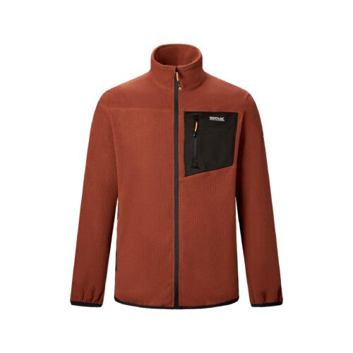 Regatta Mens Eadle Logo Full Zip Fleece - Burnt Henna/Black - S - Burnt Henna/Black - 70% Polyester/30% Recycled Polyester