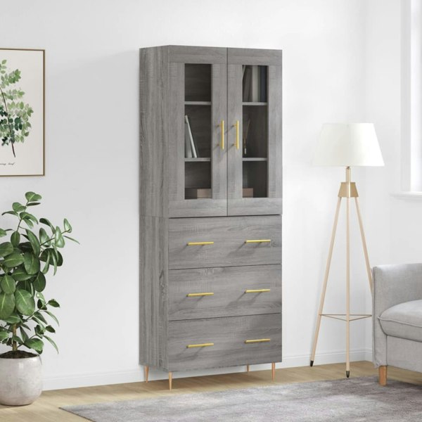 Berkfield Highboard Grey Sonoma 69.5x34x180 cm Engineered Wood